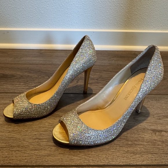 Enzo Angiolini Glittering Gold Silver Heels - Picture 13 of 16